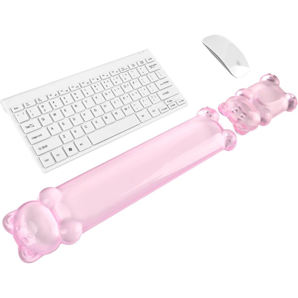 Clear Gel Keyboard Wrist Rest Pink Bear Cute Ergonomic Support for 60% 68% 75% P